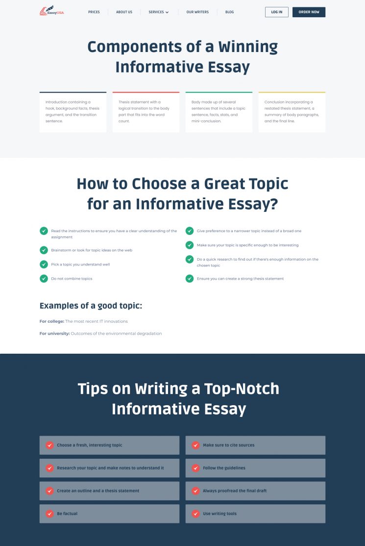 essay gives information