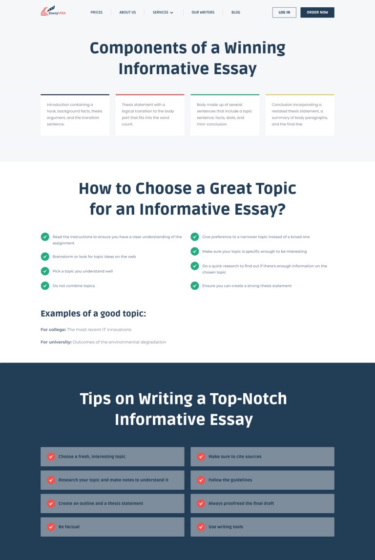 write an informative essay of any topic that you like