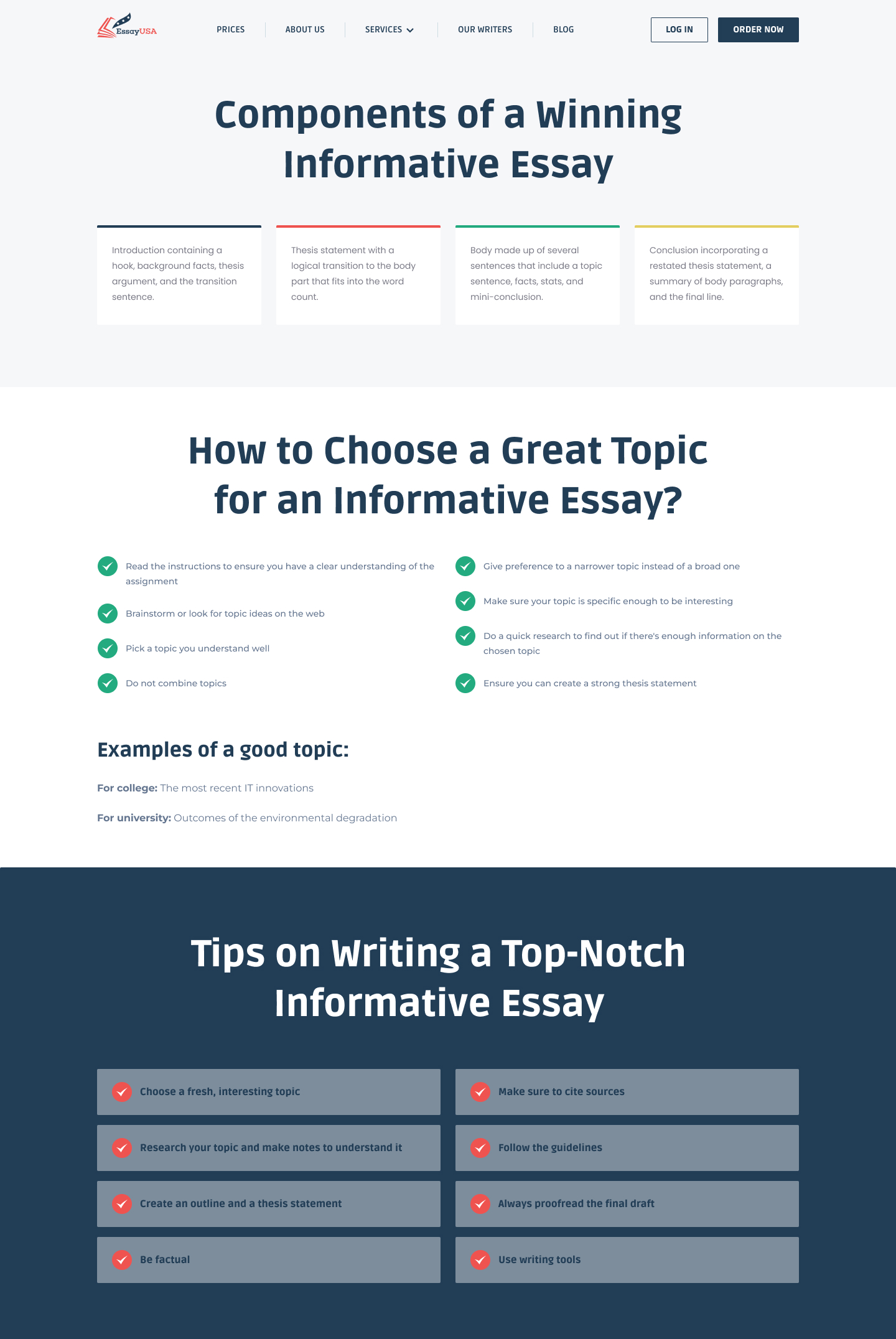 what is the goal of an informative essay